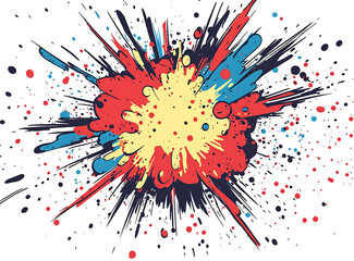 Vector cartoon comic book style red and blue explosion isolated on white background PNG. AI GENERATED