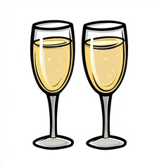 Celebratory Toast: Two elegant champagne glasses, filled with bubbly nectar, poised for a joyous occasion. Cheers to unforgettable moments!