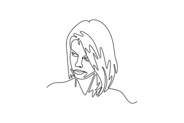 face Expression concept. Single line draw design. Vector graphic illustration