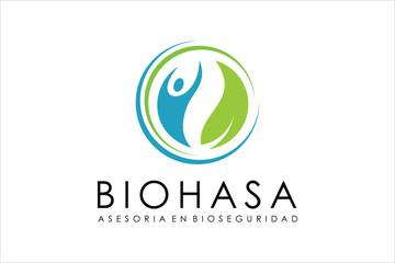 Biohasa Logo: Teal And Green Wellness Symbol