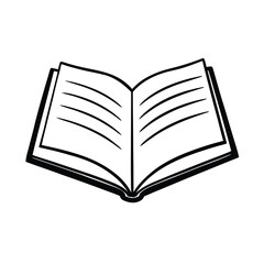 Open Book Illustration In Black And White For Education And Knowledge Concepts