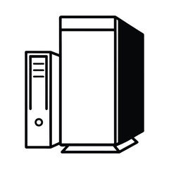Server And Storage Vector Icon Isolated System Outline Minimal Illustration