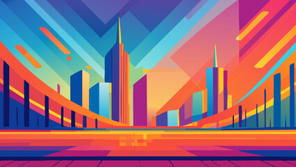 Create a minimalist abstract background gradient vector using only two complementary colors, emphasizing sharp geometric shapes and a subtle, 