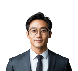 Professional man in suit corporate office portrait confident isolated on transparent background png