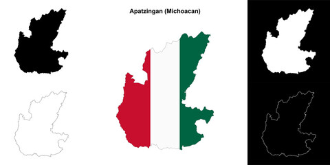 Apatzingan municipality (Michoacan) outline map set