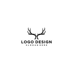 Black And White Minimalist Deer Antlers Logo Design