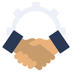 Job Agreement Flat Icon, Handshake Icon, Solid Color Flat Icon Symbol