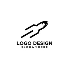 Black And White Minimalist Rocket Logo Design