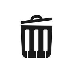 Black And White Minimalist Trash Can Icon With Piano Keys