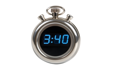 Digital stopwatch timer - 3:40 time display on transparent background