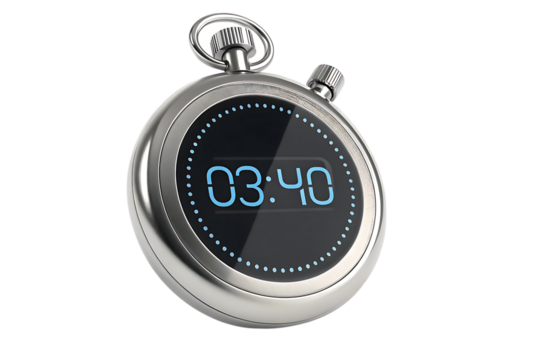 Digital stopwatch timer - time measurement tool on transparent background
