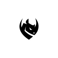 Black And White Stylized Rhino Silhouette Logo