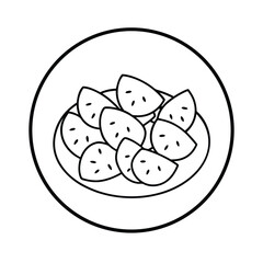 Vector Illustration Of Plate With Sliced Watermelon Summer Fruit Healthy Food