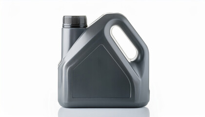 Plastic jerry can for engine oil isolated on white background. Mock-up.