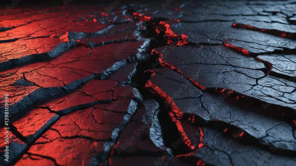 Poster terrain with lava fissures and a textured mud backdrop.
