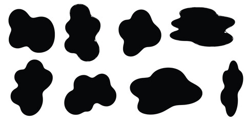 Black Abstract Shapes On White Background For Creative Design Elements