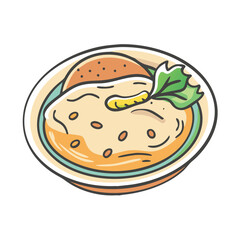 hummus with pita bread icon, hummus with pita bread vector illustration-simple illustration of hummus with pita bread, perfect for hummus with pita bread logos and icons