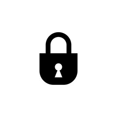 Black Padlock Icon on White Background