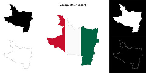 Zacapu municipality (Michoacan) outline map set