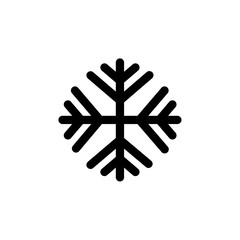 Black Snowflake Icon on White Background