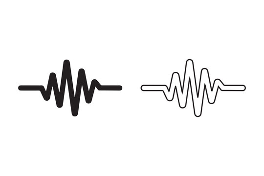 Pair of simple sound wave icons in black and white