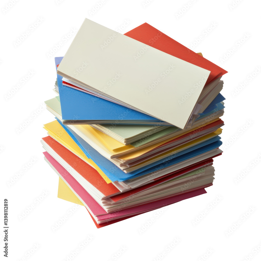 Poster a stack of colored paper sheets displaying a variety of bright hues perfect for creative projects an