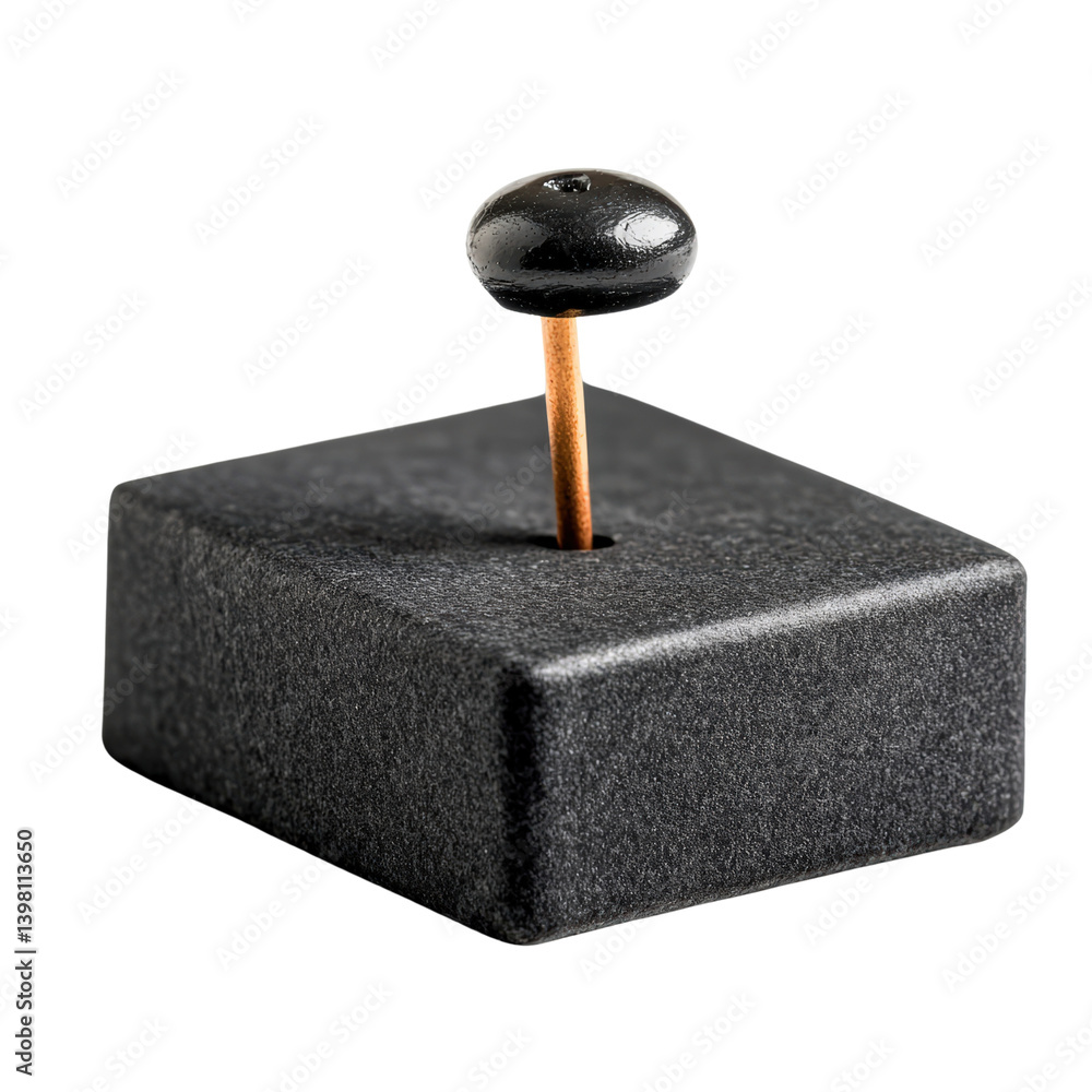 Poster unique stone formation with a wooden stick erected vertically from its surface creating an interesti