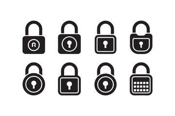 Various Security Lock Icons in Flat Style