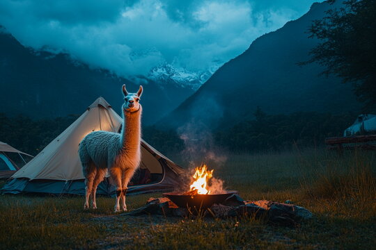 Cozy and wild, this camping llama adds character to outdoor travel themes, nature escapes, and mountainous retreats.
- Powered by Adobe