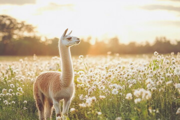 Bathed in pastel light among blooming flowers, this graceful llama adds a magical touch to seasonal campaigns, romantic visuals, or calming nature-inspired content.








