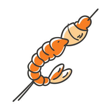 recommend clip art: shrimp skewer icon, shrimp skewer vector illustration-simple illustration of shrimp skewer, perfect for shrimp skewer logos and icons
