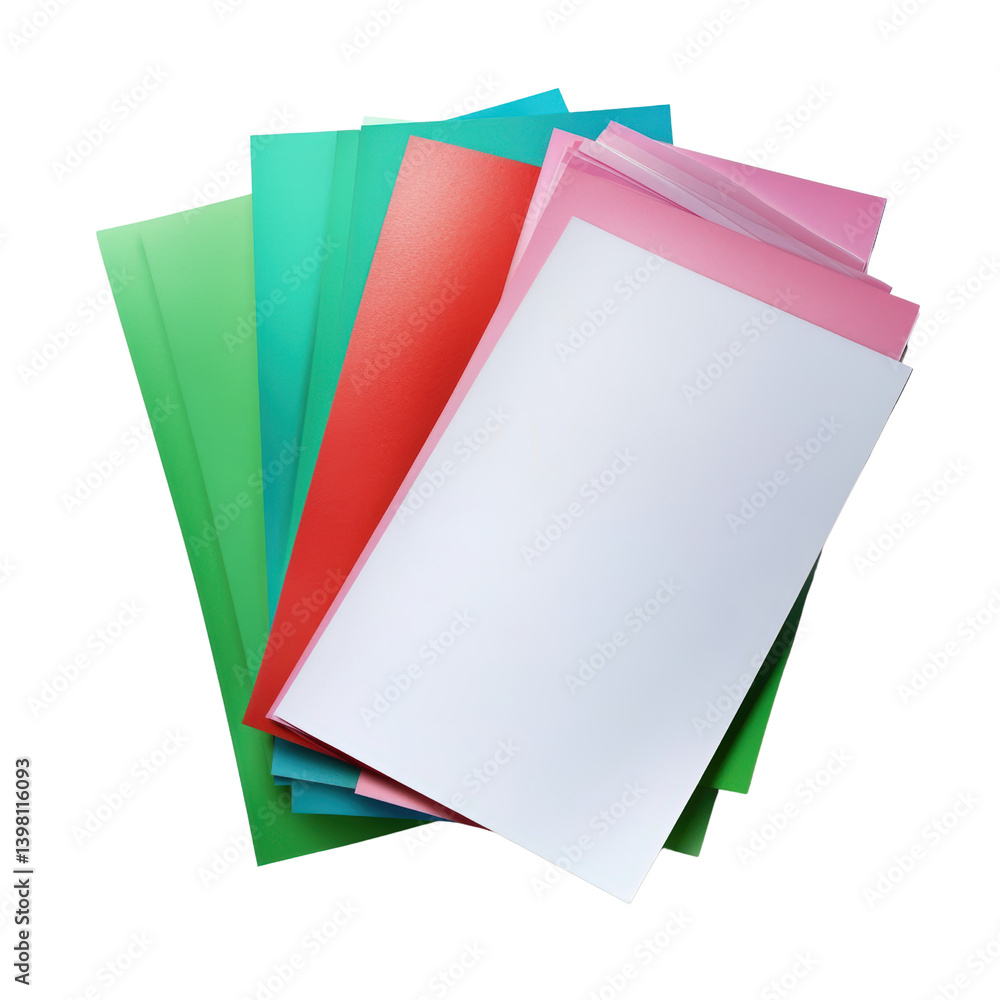 Poster a vibrant stack of colored paper displaying various shades perfect for arts and crafts projects and 