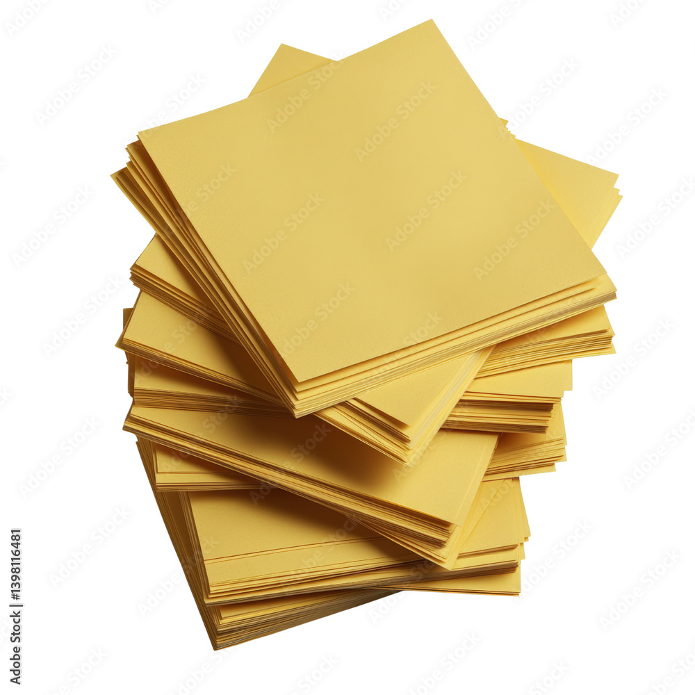 Poster a neat stack of yellow paper highlighting brightness and clarity ideal for notes and creative writin