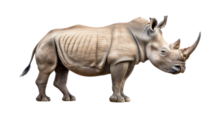 Rhino in action wildlife sanctuary cutout background natural habitat side view wildlife conservation