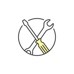 Essential for precision and maintenance, this icon screwdriver and wrench represents automotive tools, supporting repairs, diagnostics, and efficiency to keep vehicles running smoothly and reliably