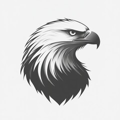 Obraz premium Gray eagle head profile, vector art, white background, logo design