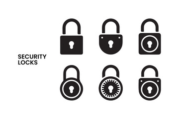 Simple Vector Illustration of Different Security Locks