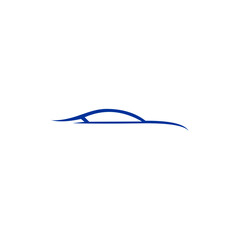 Blue Car Side Profile Outline Minimalist Design
