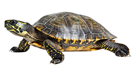 Fototapeta premium Turtle exploration on a cutout background nature scene wildlife photography serene environment close-up view