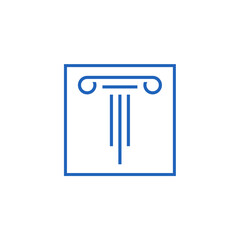 Blue Geometric Column Minimalist Design Illustration