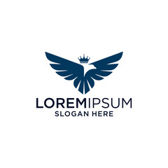 Blue Eagle Logo with Crown and Wings