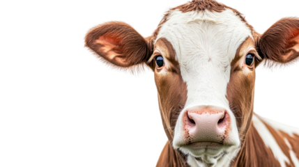 Cow portrait with cutout background farm environment animal photography close-up view captivating concept