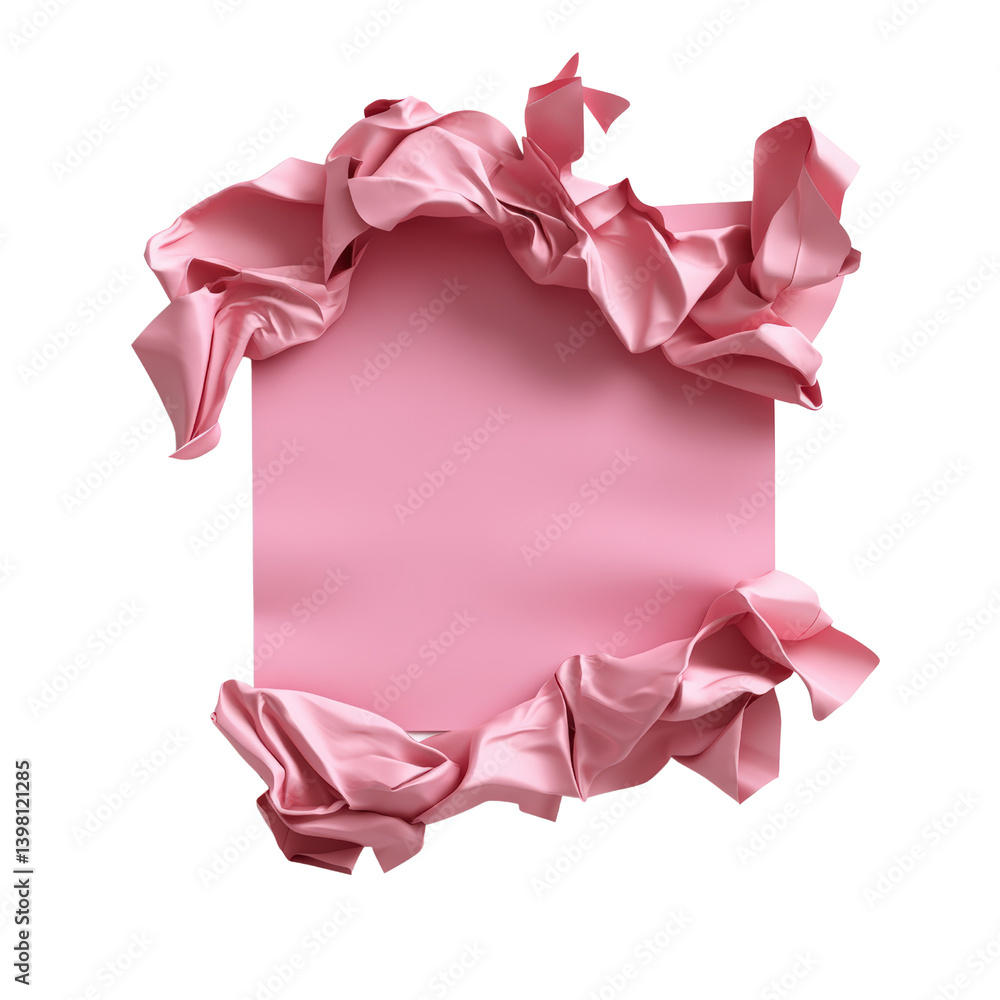 Poster pink paper with a circular hole cut in the middle, showcasing unique design elements and creative us