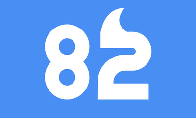 82 Shark logo number modern blue fresh
