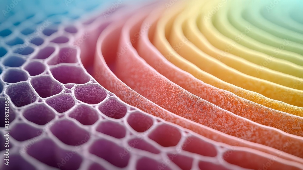 Poster vibrant abstract layers showcasing colorful waves and patterns in a digital design.