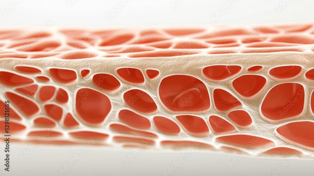 Poster close-up of bone structure exhibiting unique honeycomb patterns and textures.