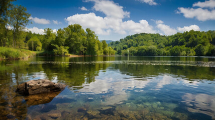 Fototapeta premium mountain landscape with lake and mountains