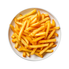 Crispy French Fries in White Bowl Isolated on Transparent Background