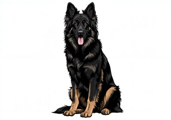 Black German Shepherd Sitting with a Friendly Smile