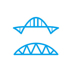 Blue Line Drawings of Arch Bridges: Simple Geometric Illustrations